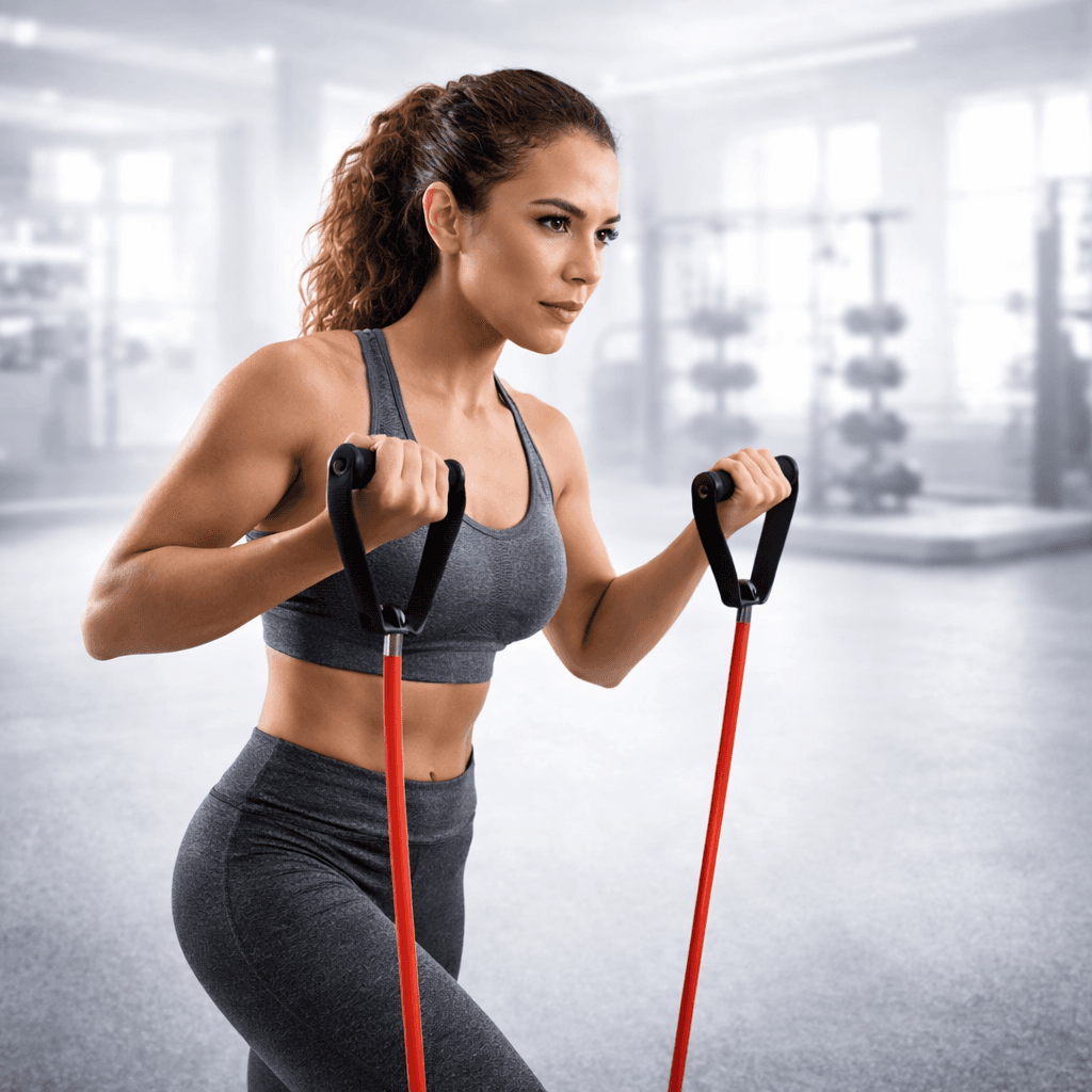 Heavy Duty Resistance Band Tube With Handles – Full Body Workout Fitness Trainer thumbnail 2