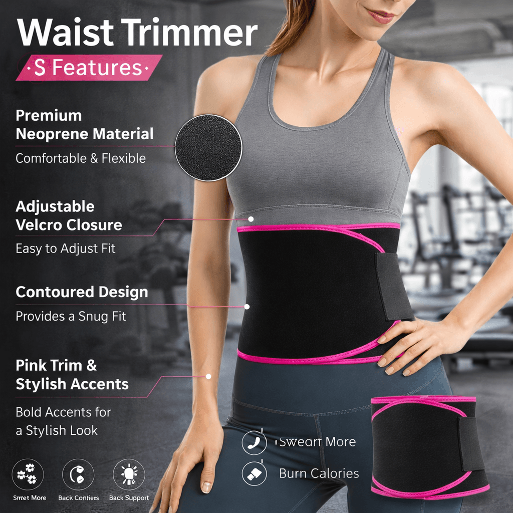 Women’S Waist Trimmer Belt – Adjustable Neoprene Sweat Band For Workout, Fat Burn & Back Support thumbnail 3