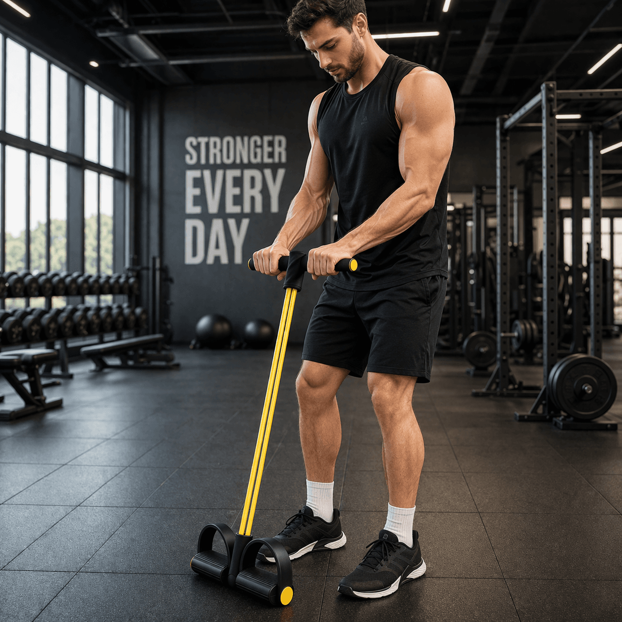 Full Body Resistance Pedal Exerciser With Foot Straps & Foam Handles – Portable Home Workout Fitness Tool thumbnail 2