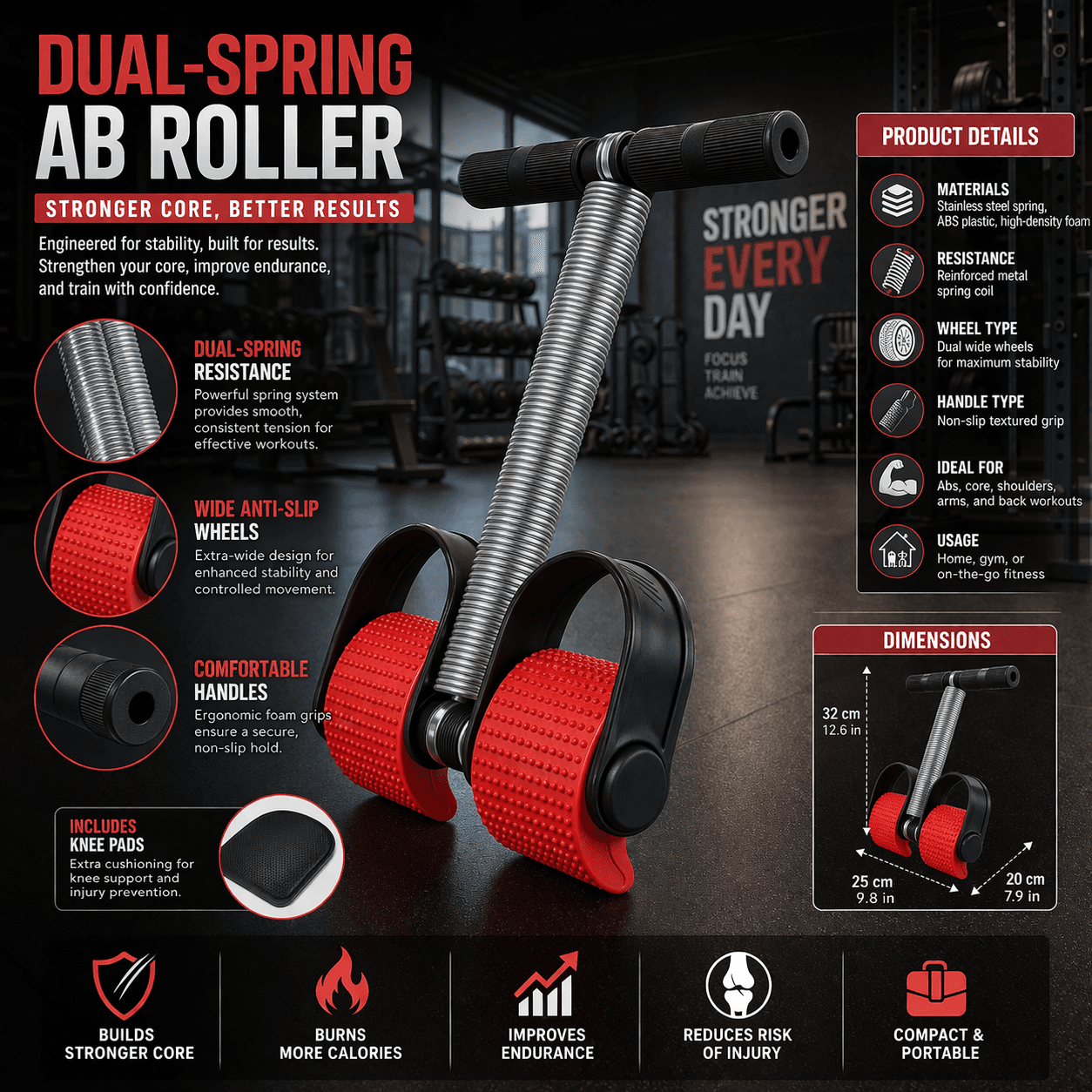 Adjustable Pedal Puller Resistance Band With Dual Springs – Full Body Home Workout Trainer thumbnail 2