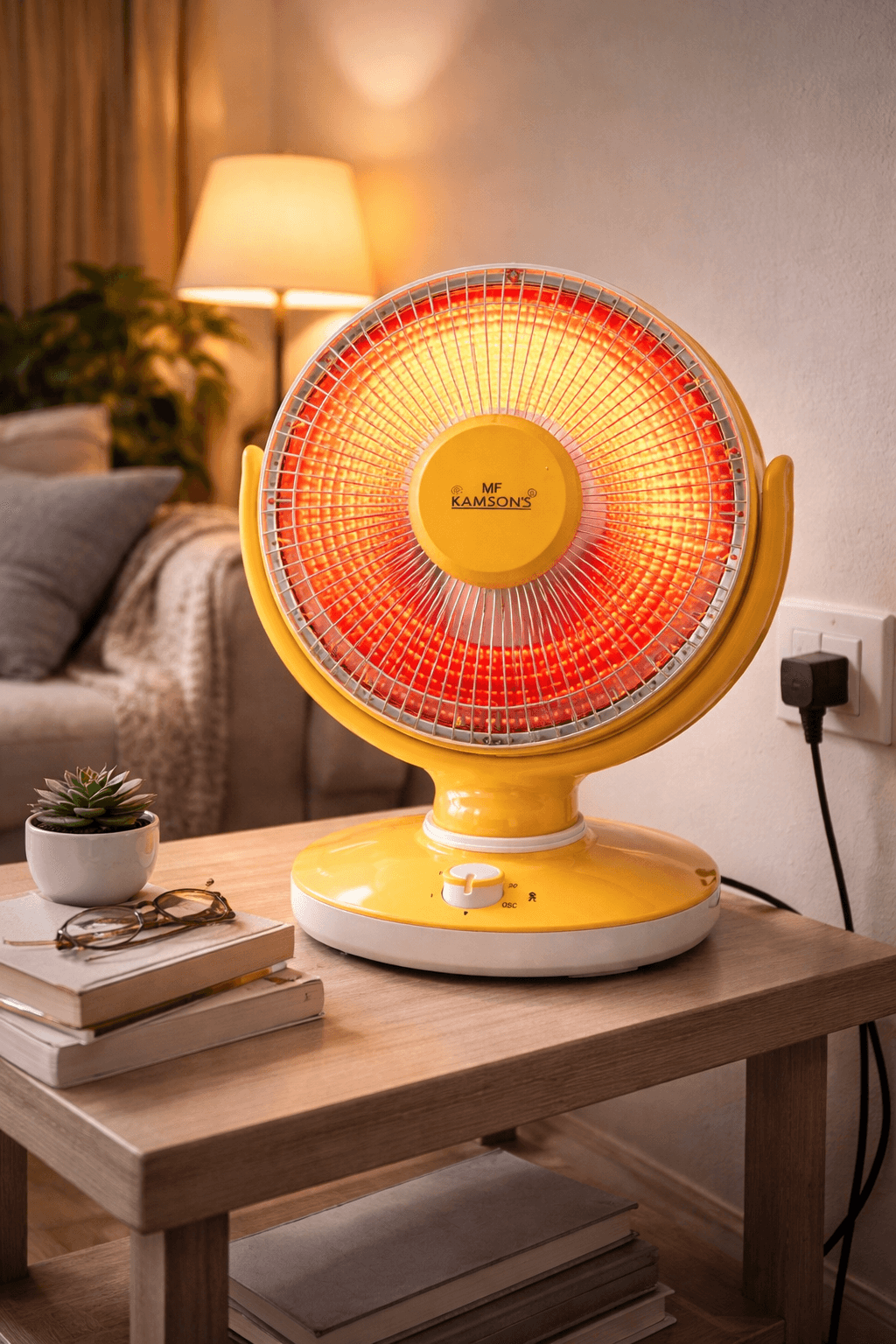 Kamsons 14-Inch Infrared Carbon Sun Heater With 180° Oscillation & Tip-Over Safety Switch (Yellow) thumbnail 2
