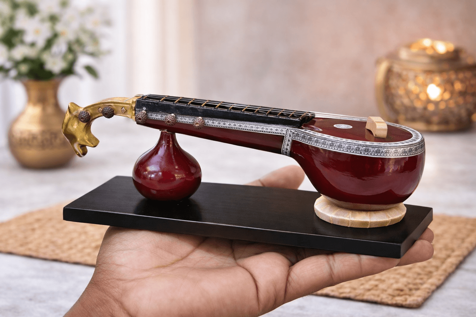 Handcrafted Miniature Rudra Veena Decorative Showpiece thumbnail 5