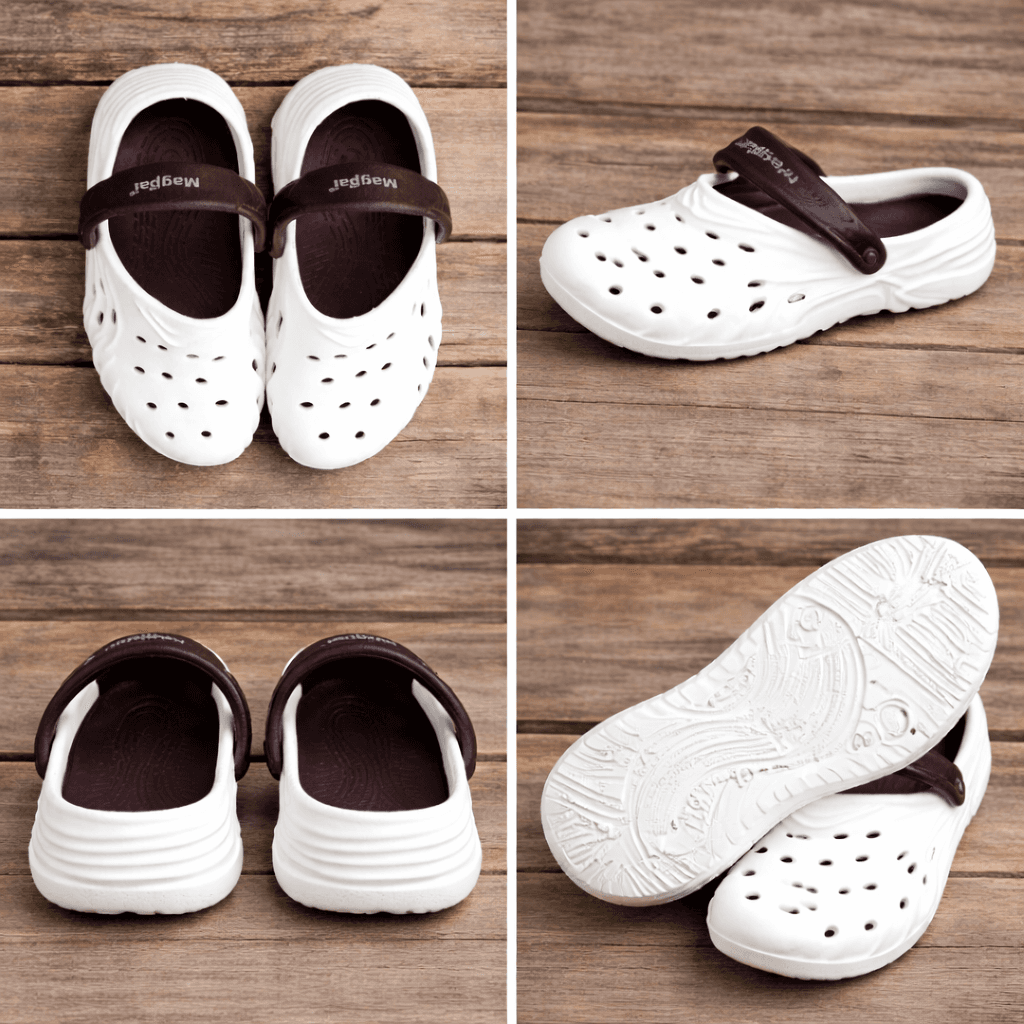 Unisex EVA Clogs With Adjustable Heel Strap – Lightweight Breathable Slip-On Casual Footwear (White & Brown) thumbnail 4