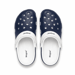 Unisex EVA Clogs With Adjustable Heel Strap – Lightweight Breathable Slip-On Comfort Footwear (Navy Blue & White)