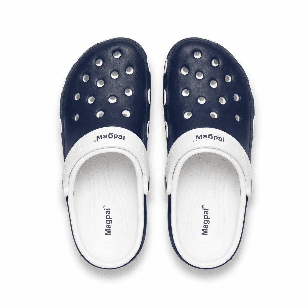 Unisex EVA Clogs With Adjustable Heel Strap – Lightweight Breathable Slip-On Comfort Footwear (Navy Blue & White) thumbnail 2