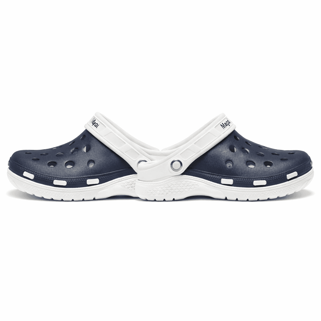 Unisex EVA Clogs With Adjustable Heel Strap – Lightweight Breathable Slip-On Comfort Footwear (Navy Blue & White) thumbnail 3