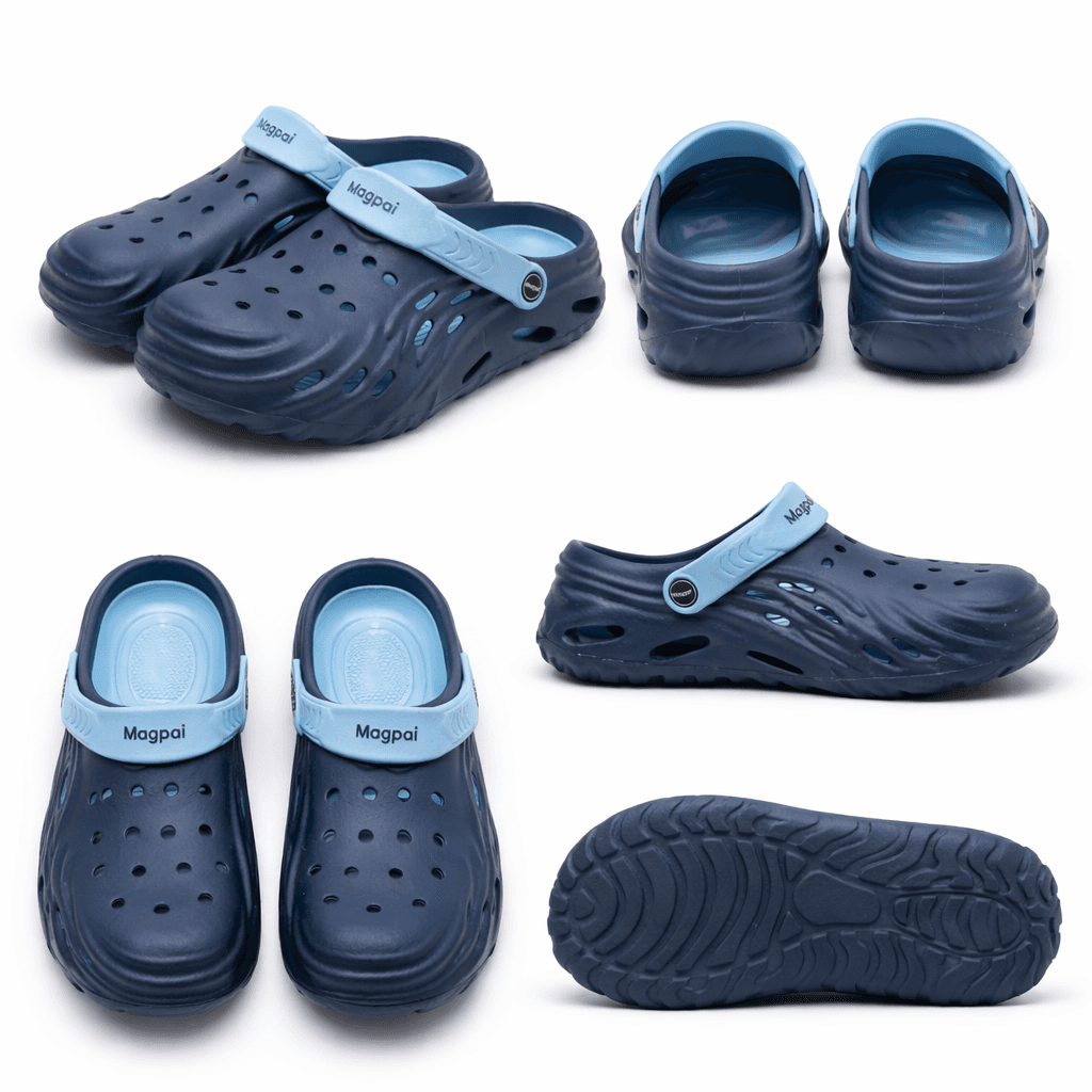 Unisex EVA Clogs With Adjustable Heel Strap – Lightweight Breathable Slip-On Comfort Footwear (Navy Blue & Sky Blue) thumbnail 4