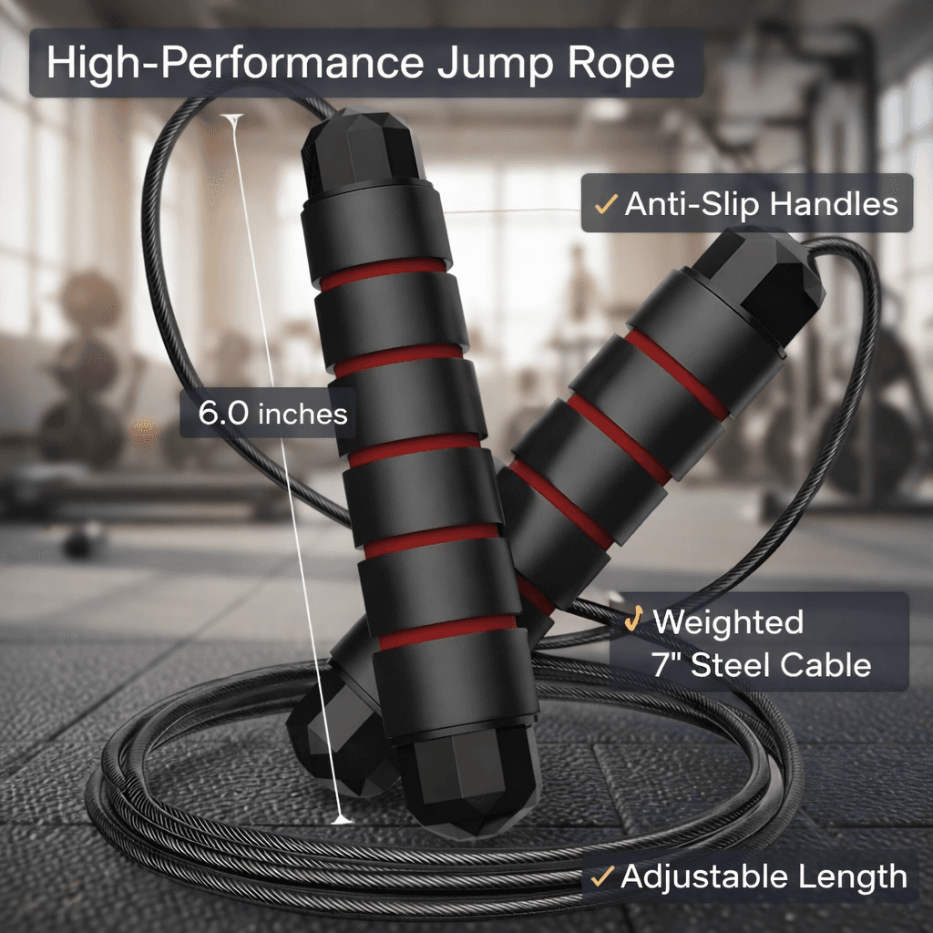 Weighted Speed Jump Rope With Anti-Slip Grip & Adjustable Steel Cable thumbnail 4