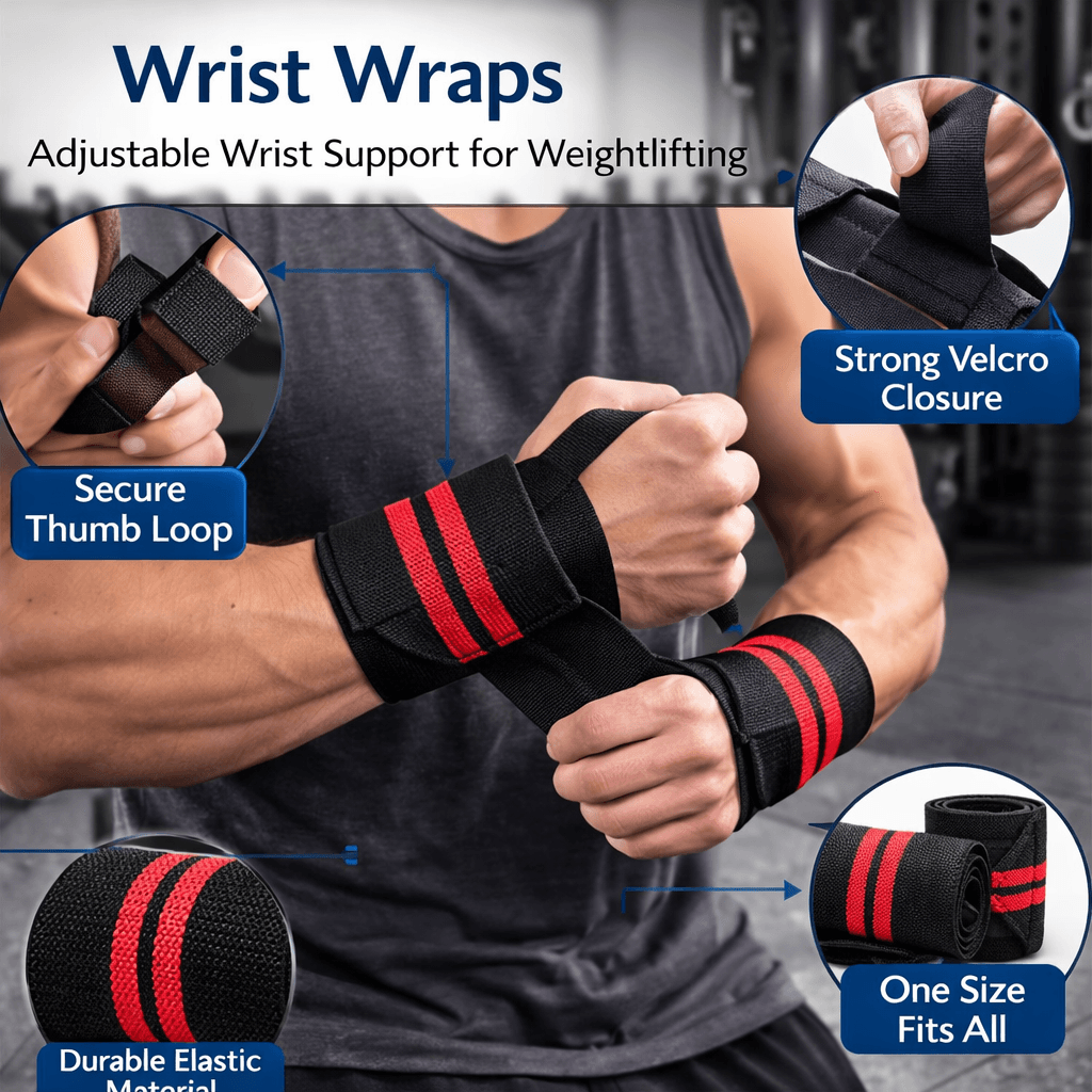 Weightlifting Wrist Wraps – Adjustable Gym Wrist Support Straps For Strength Training, Powerlifting & Fitness thumbnail 3