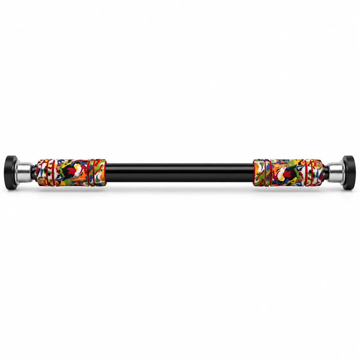 Black Metal Doorway Pull-Up Bar with Multicolour Foam Grip Handles thumbnail 2