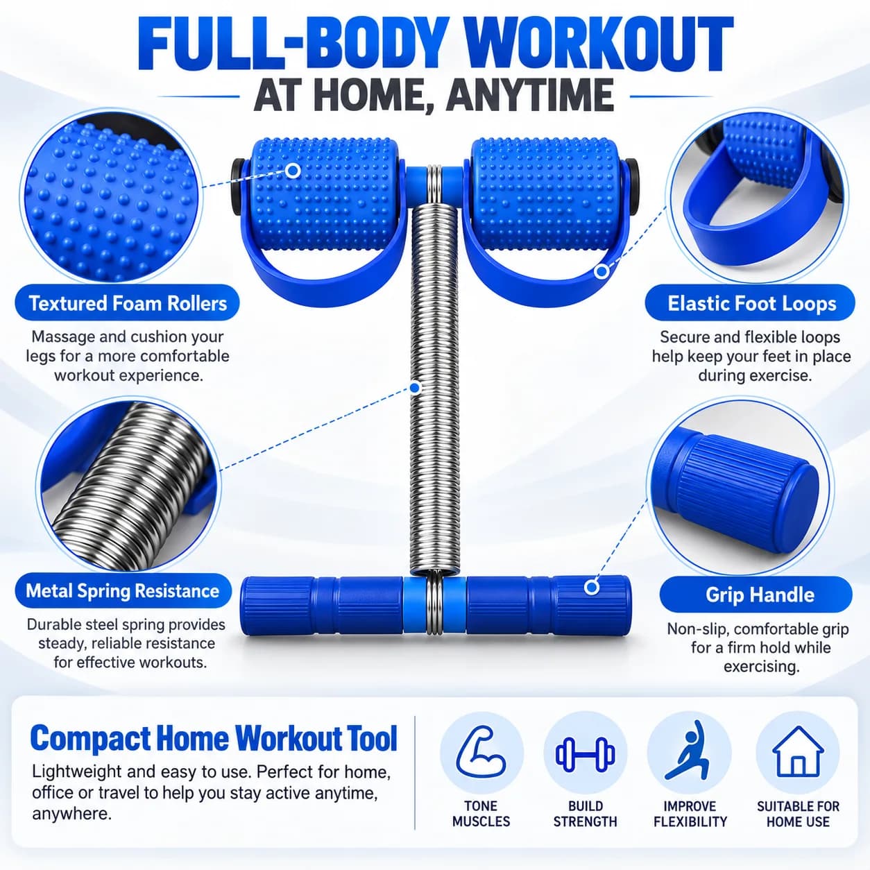 Spring Resistance Wrist and Forearm Exerciser with Textured Roller Handles thumbnail 4
