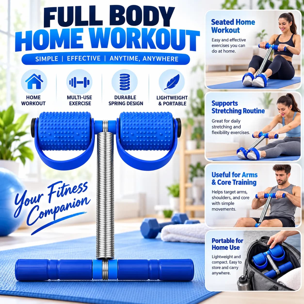 Spring Resistance Wrist and Forearm Exerciser with Textured Roller Handles thumbnail 5