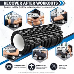 Textured Hollow Foam Roller for Full-Body Self-Massage and Mobility Routines Black & Blue