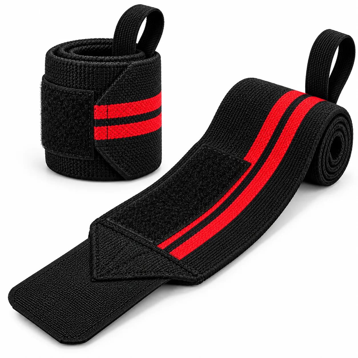 Black and Red Adjustable Elastic Wrist Wraps with Thumb Loops for Gym Training thumbnail 2