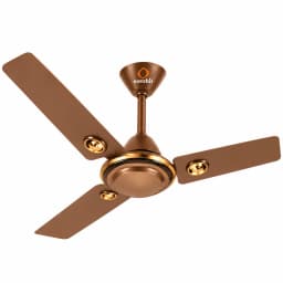 Brown 1200 mm Three-Blade Ceiling Fan with Gold-Tone Decorative Accents