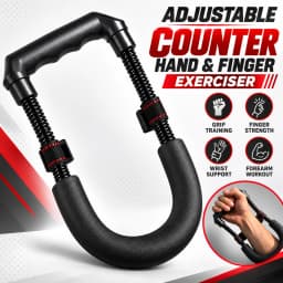 Black Adjustable Hand and Finger Exerciser with Mechanical Repetition Counter
