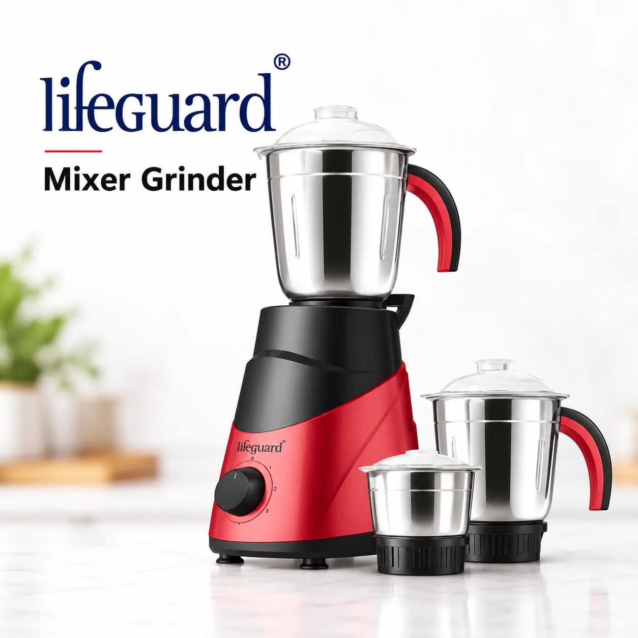 Mixer Grinder with Stainless Steel Jars and Rotary Speed Control