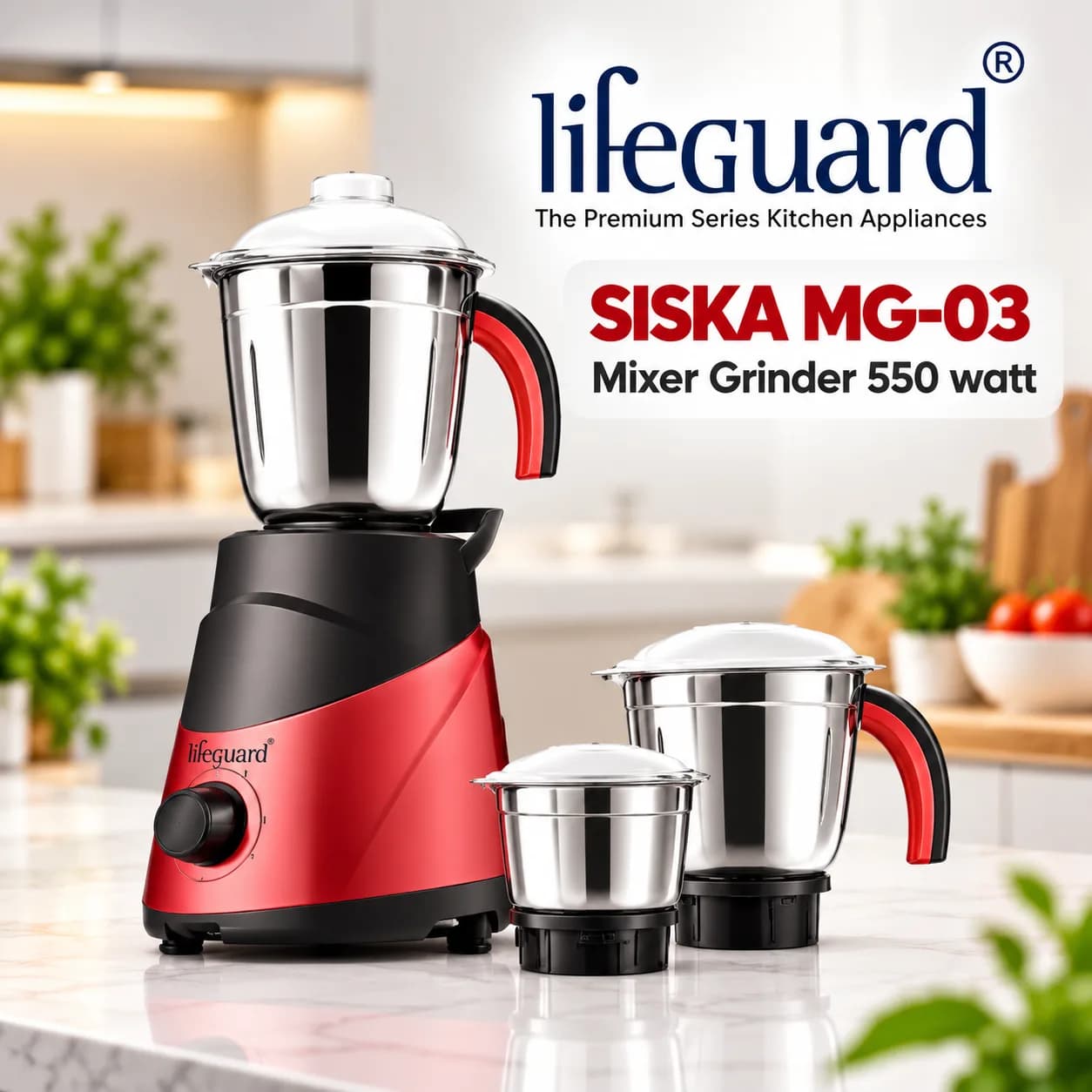 Mixer Grinder with Stainless Steel Jars and Rotary Speed Control thumbnail 1
