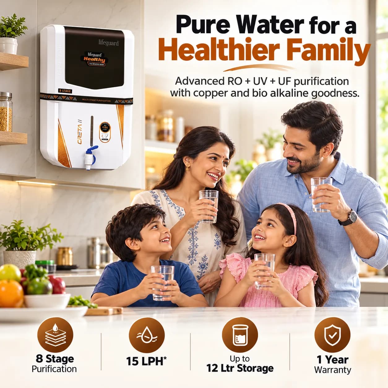 White and Black 12 L 8-Stage Water Purifier with Blue Dispensing Tap thumbnail 6