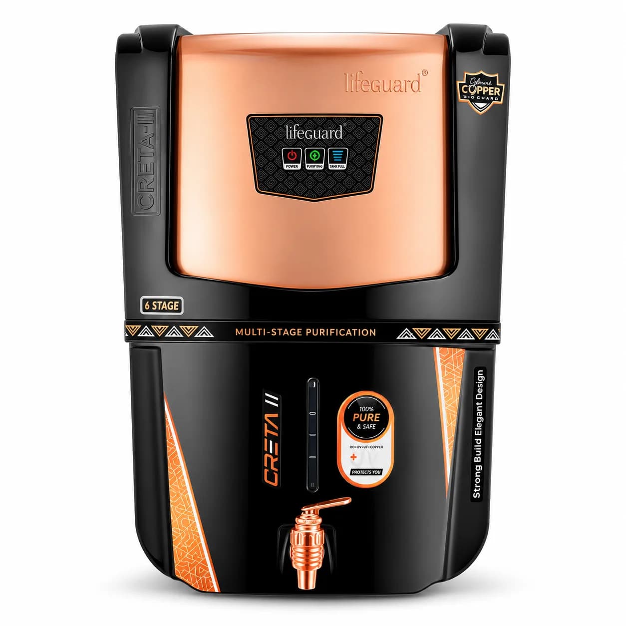 Black and Copper-Tone 12 L 6-Stage Water Purifier with Front Status Indicators