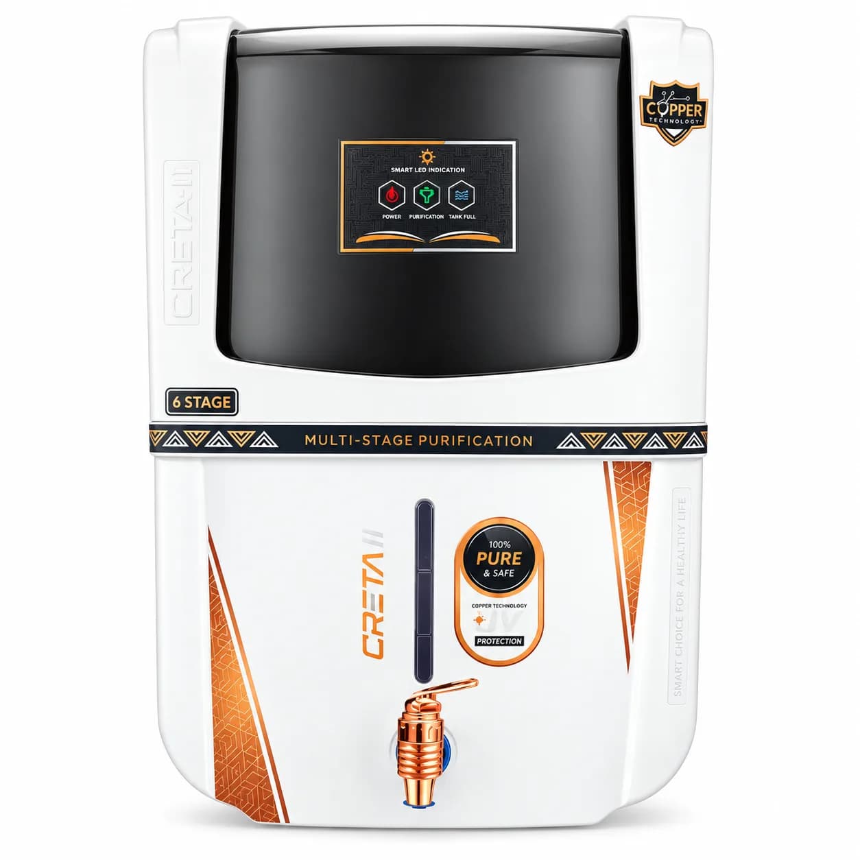 White and Black 12 L Multi-Stage Water Purifier with Smart LED Indicators