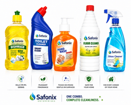 Safonix Complete Home Cleaning Combo – Hand Wash, Dish Wash, Floor Cleaner, Toilet Cleaner & Glass Cleaner