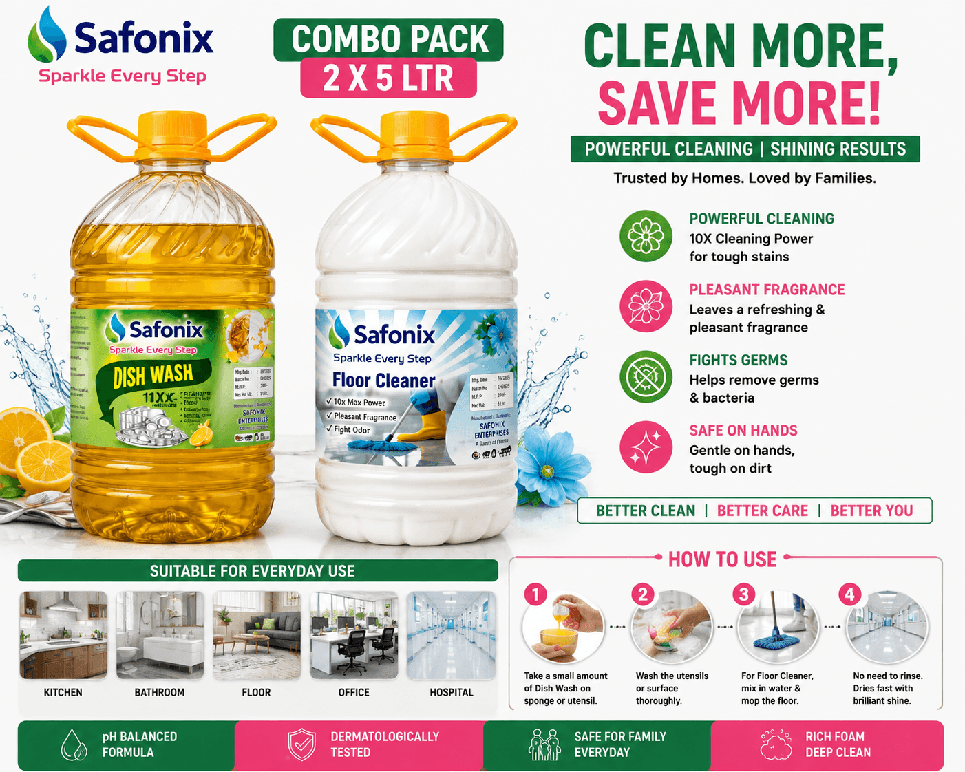Safonix Dish Wash Liquid & Floor Clearners - Freshness Around You thumbnail 2