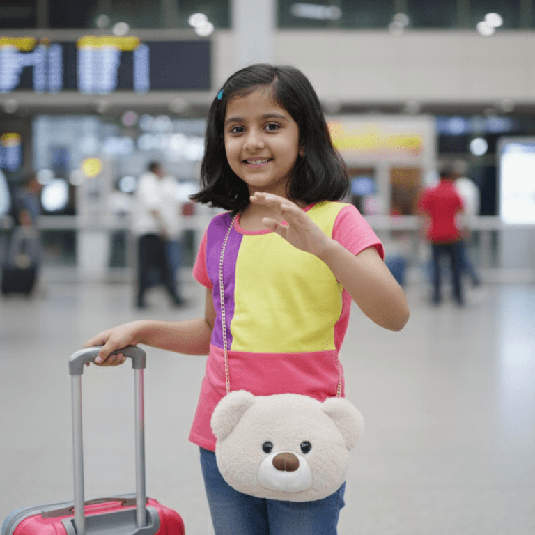 Teddy Face Plush Pouch for Girls & Kids ID No: GP054_CREAM thumbnail 5