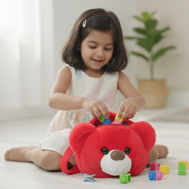 Teddy Face Plush Pouch for Girls & Kids ID No: GP054_RED thumbnail 5