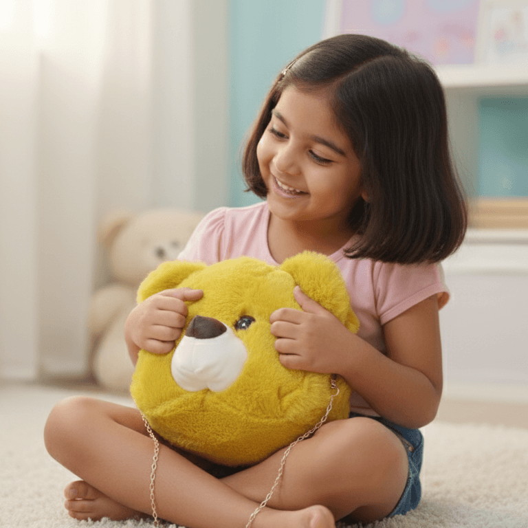 Teddy Face Plush Pouch for Girls & Kids ID No: GP054_YELLOW thumbnail 6