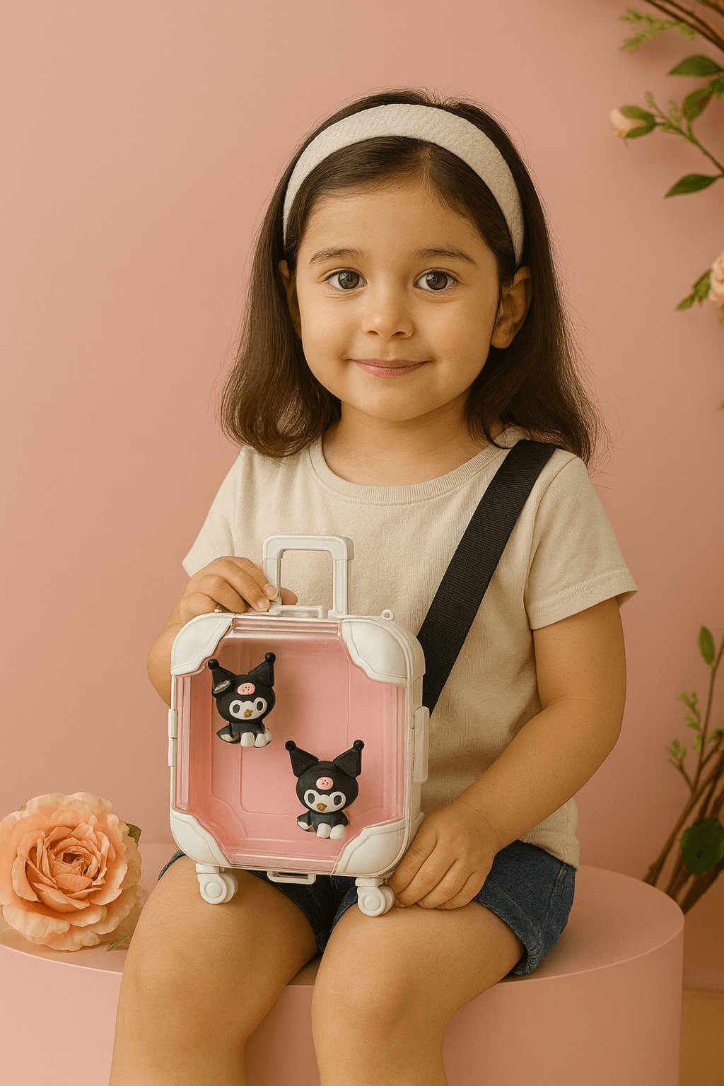 Kuromi Cartoon Mini Suitcase Crossbody Bag - Pink thumbnail 4
