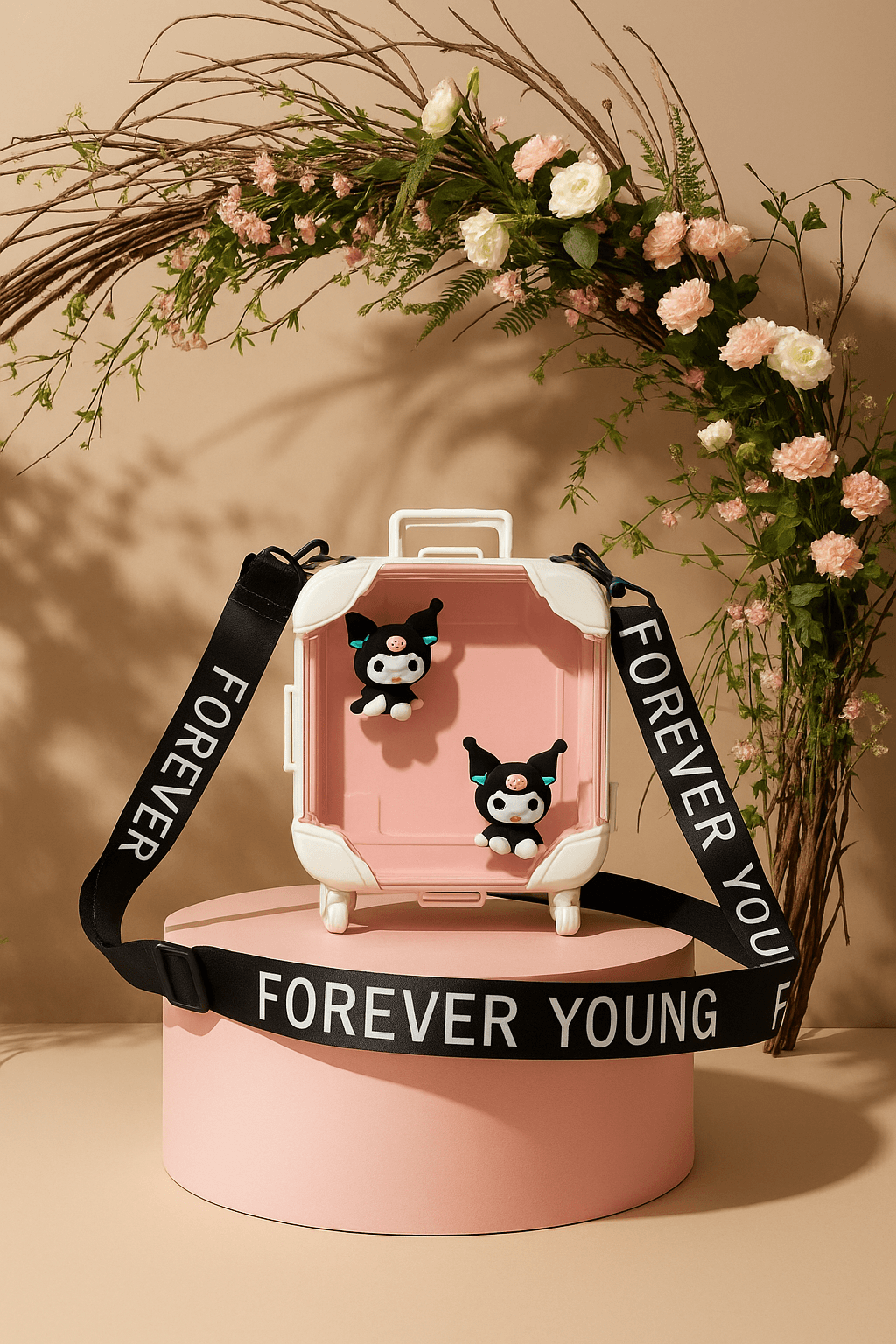 Kuromi Cartoon Mini Suitcase Crossbody Bag - Pink thumbnail 1