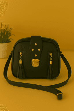 Women & Girls Cross Body Sling Bag with Adjustable Belt - Black