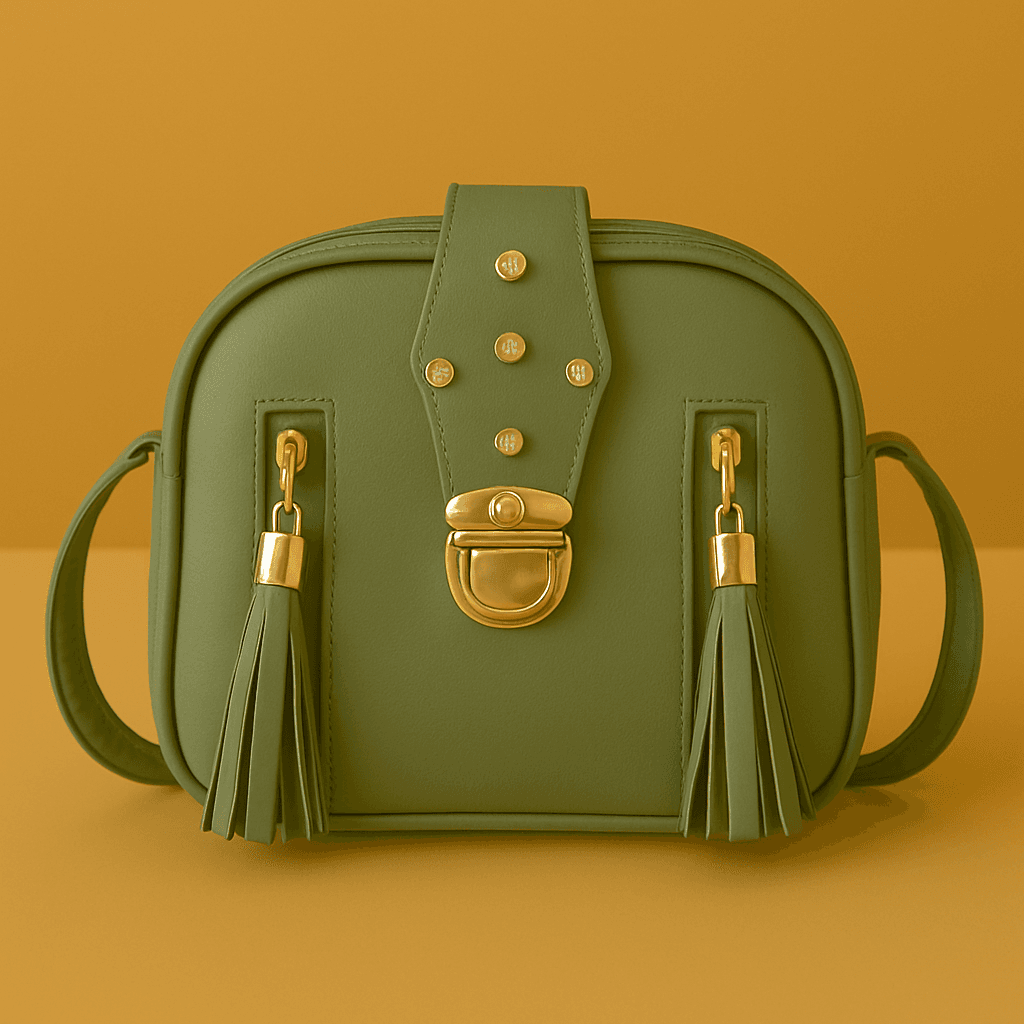 Women & Girls Cross Body Sling Bag with Height Adjustable Belt - Green thumbnail 4
