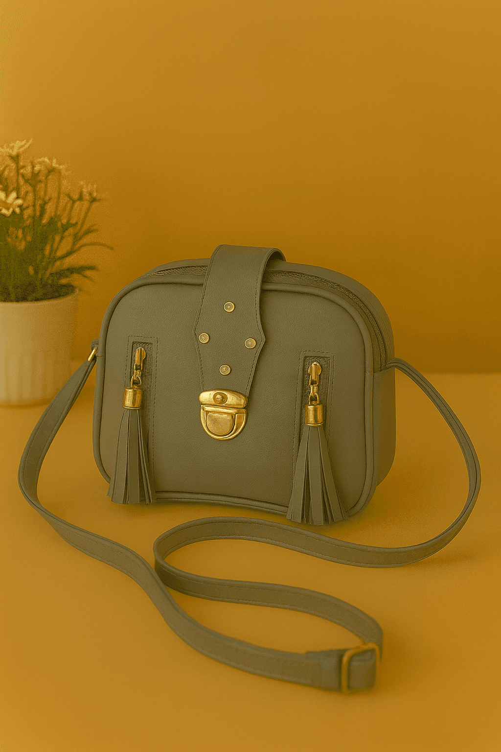 Women & Girls Cross Body Sling Bag with Height Adjustable Belt - Grey thumbnail 3