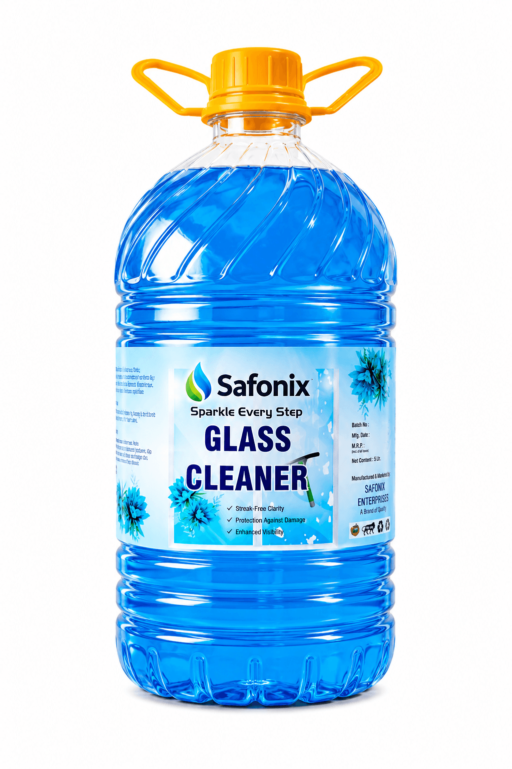 Safonix Glass Cleaner Liquid 5 L | Streak-Free Shine | Quick Dry Formula
