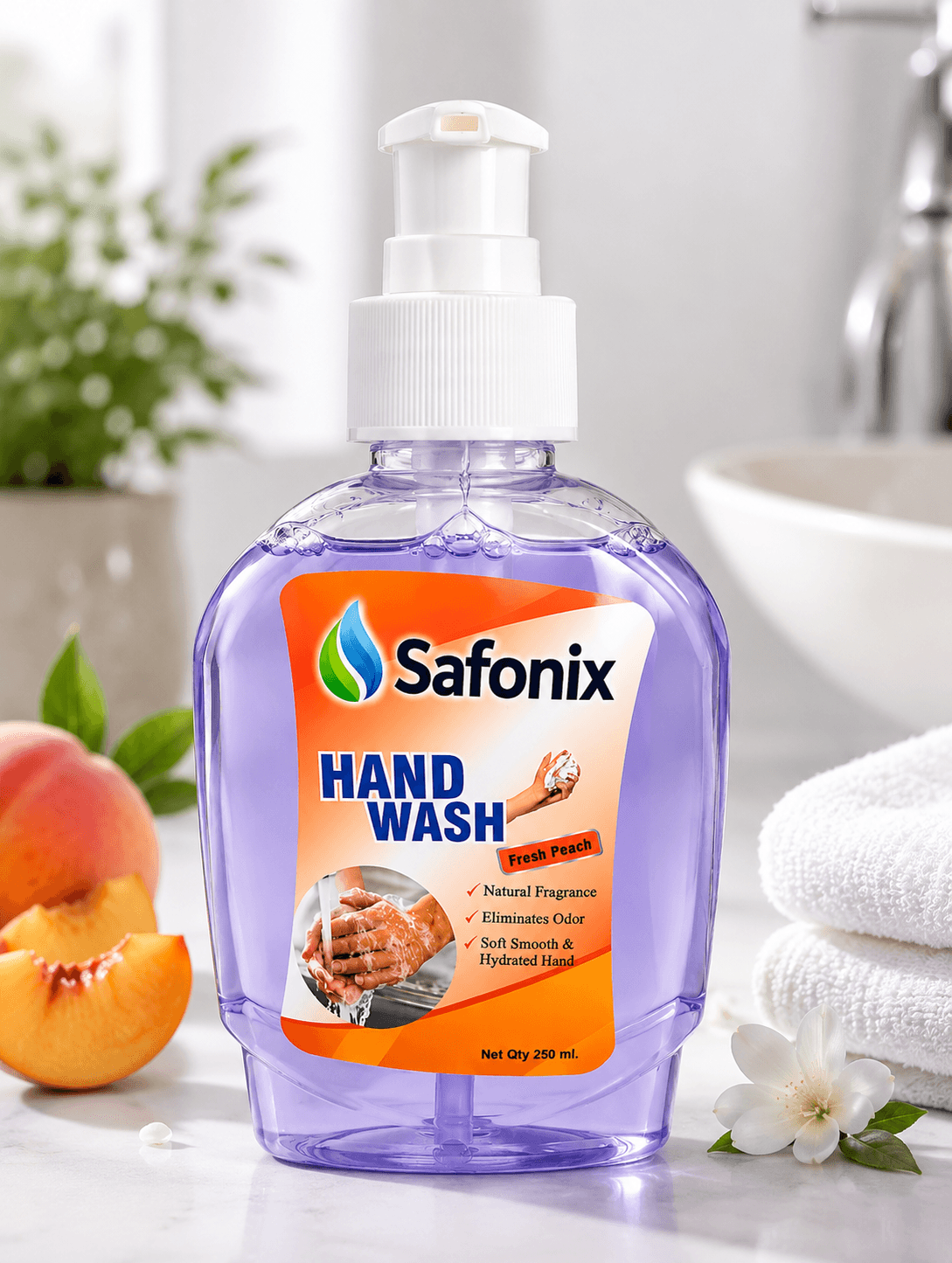 Safonix Hand Wash | Fresh Peach Fragrance |  250 ML Pack Of 2
