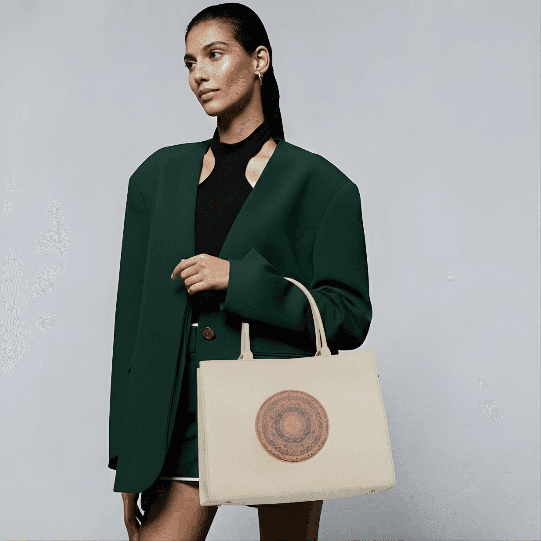 Elegant Mandala Tote Bag in Cream thumbnail 3