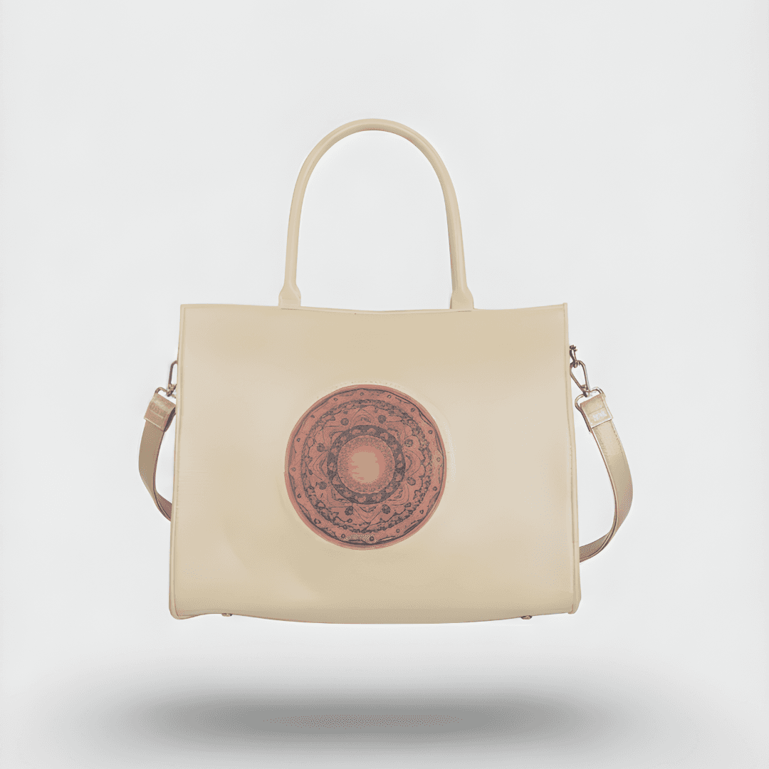 Elegant Mandala Tote Bag in Cream thumbnail 4