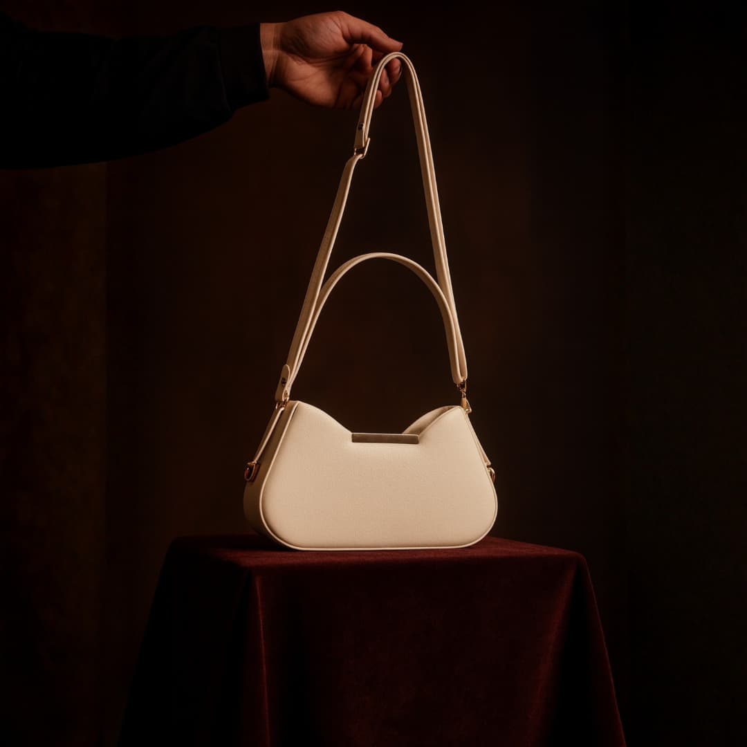 White Mini Shoulder Sling Bag for Women in Cream thumbnail 5