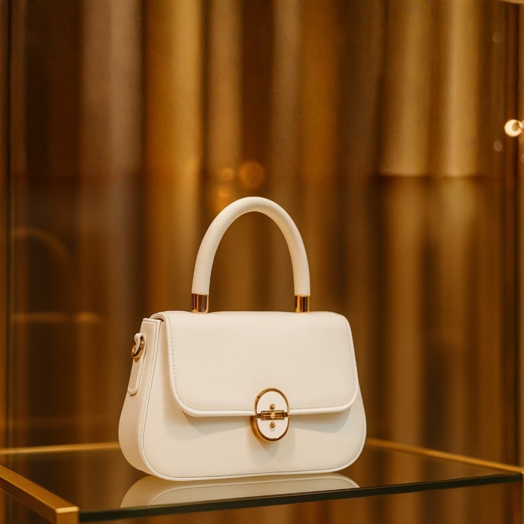 Elegant Mini Top-Handle Bag - White in White thumbnail 3