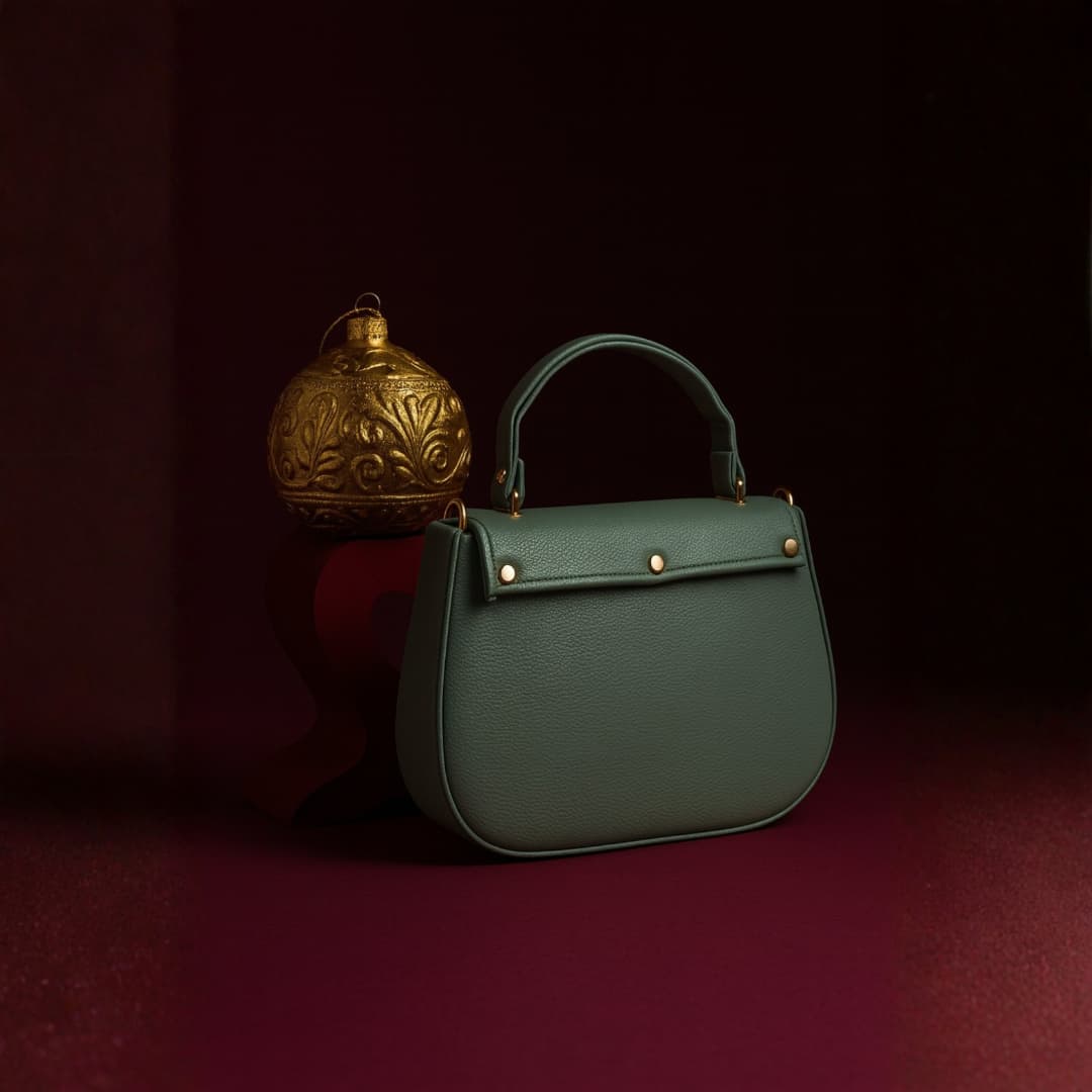 Green Round-Lock Mini Handbag in Green thumbnail 6
