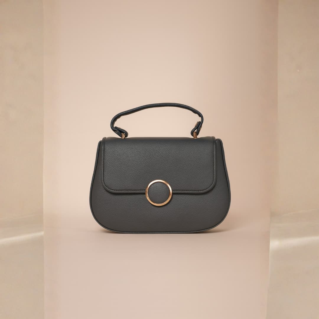 Grey Round-Lock Mini Handbag in Grey thumbnail 5