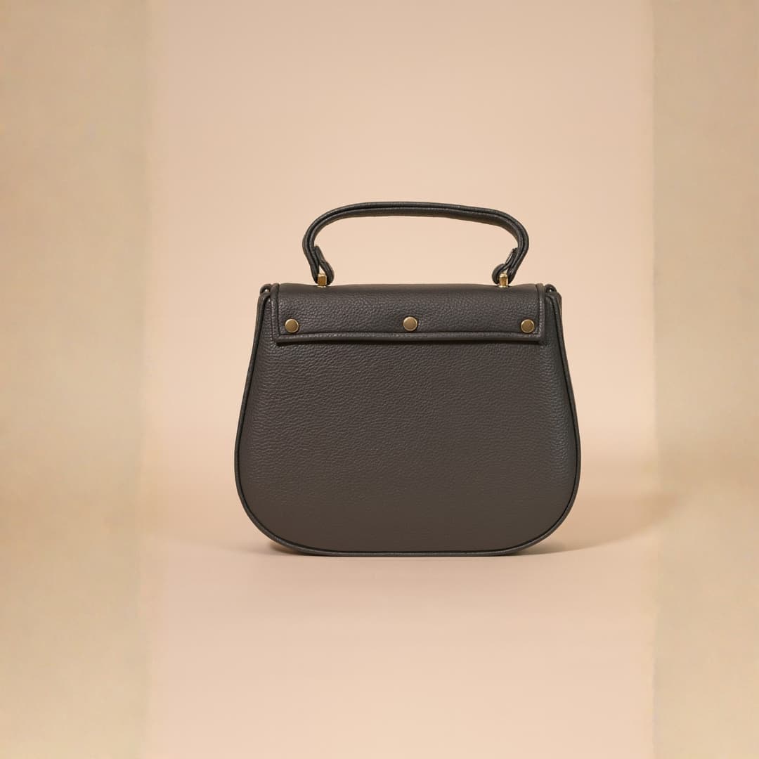 Grey Round-Lock Mini Handbag in Grey thumbnail 6