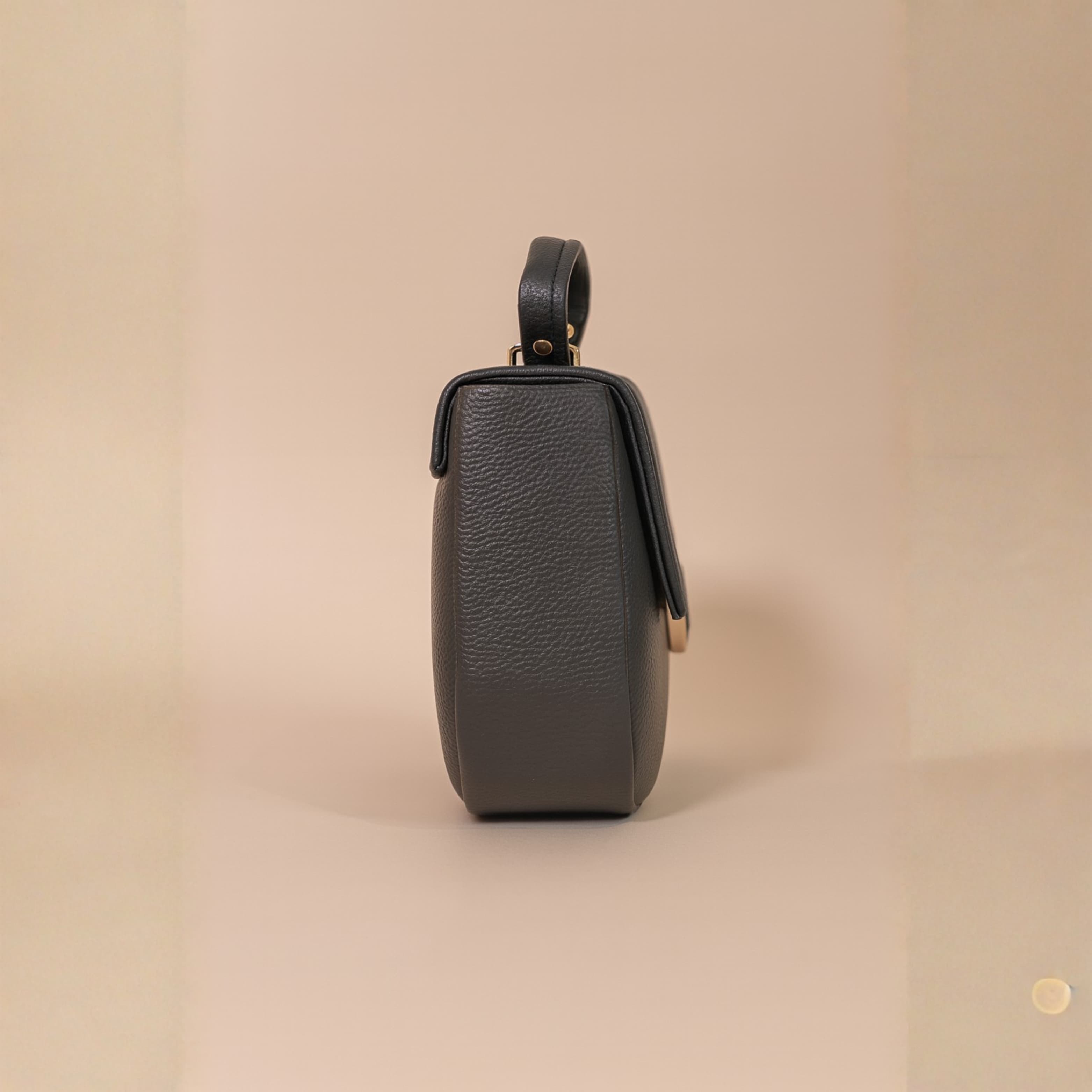 Grey Round-Lock Mini Handbag in Grey thumbnail 8