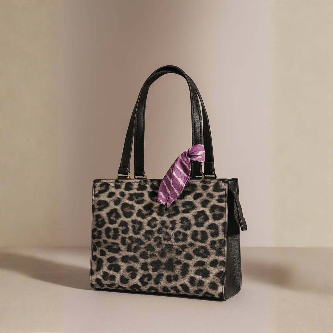Leopard Print Tote Bag in Leopard thumbnail 6