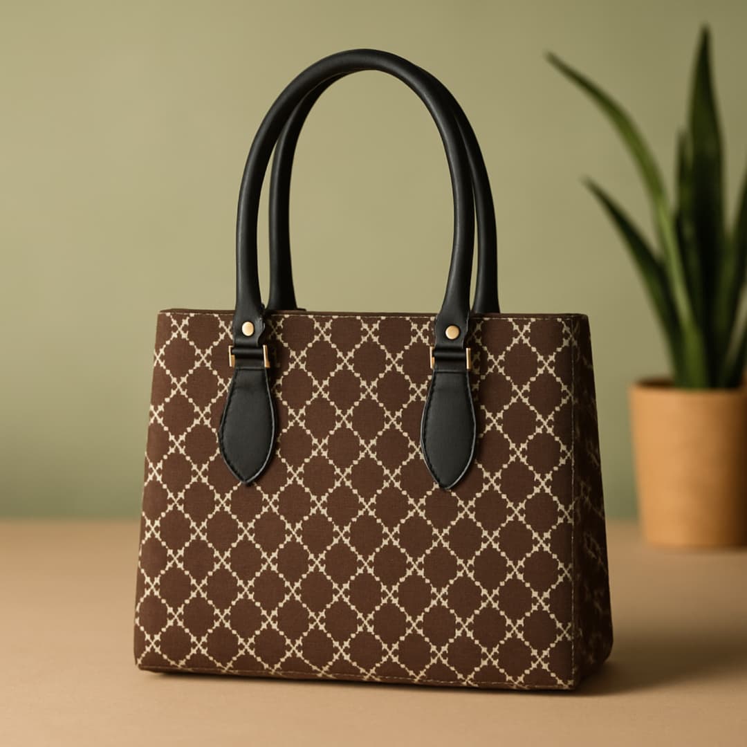 Premium Pattern Tote Handbag in Black thumbnail 5