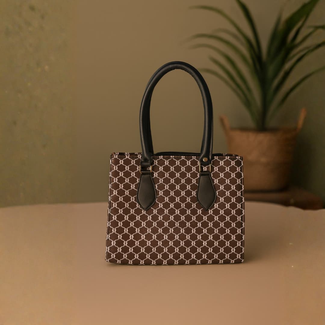 Premium Pattern Tote Handbag in Black thumbnail 6