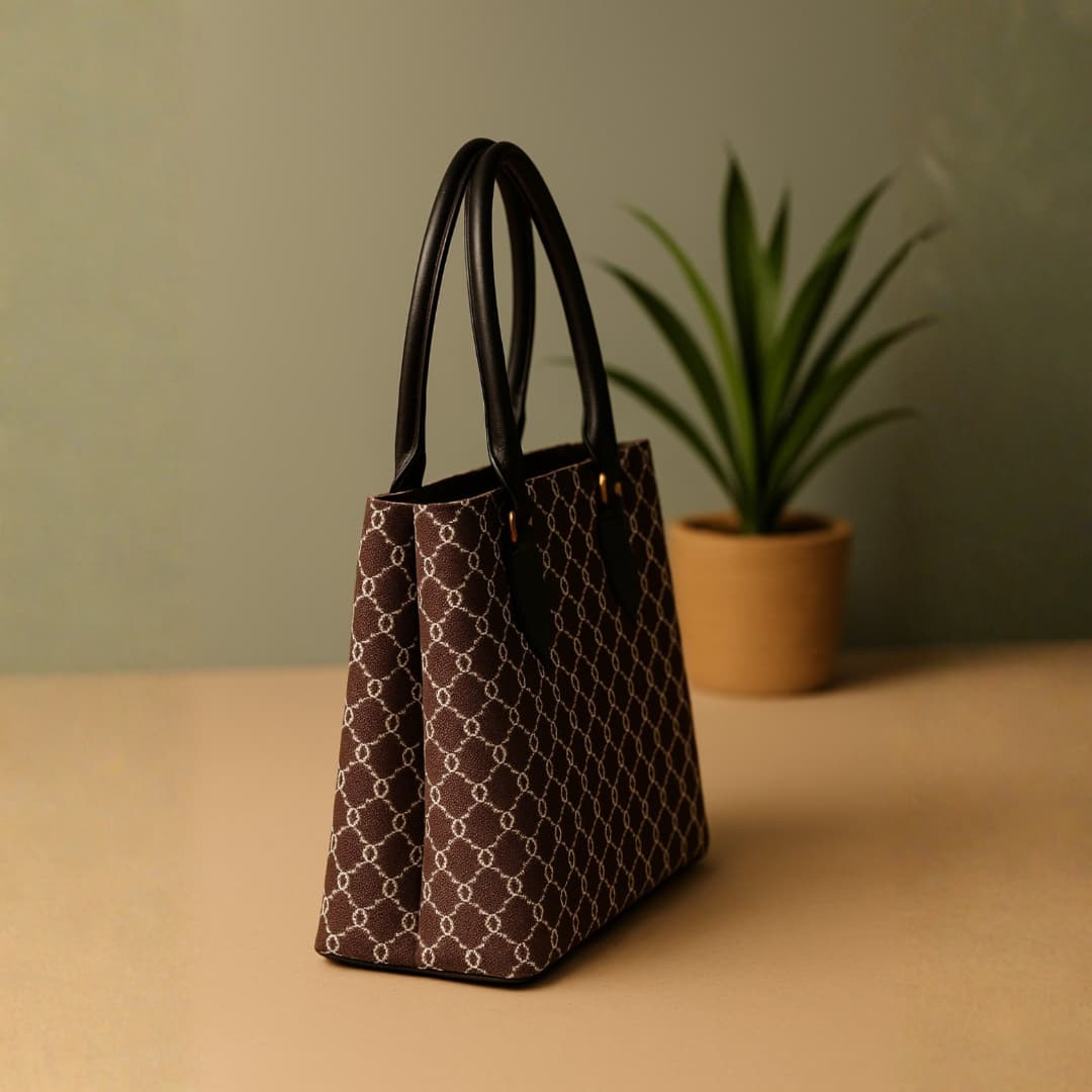 Premium Pattern Tote Handbag in Black thumbnail 7