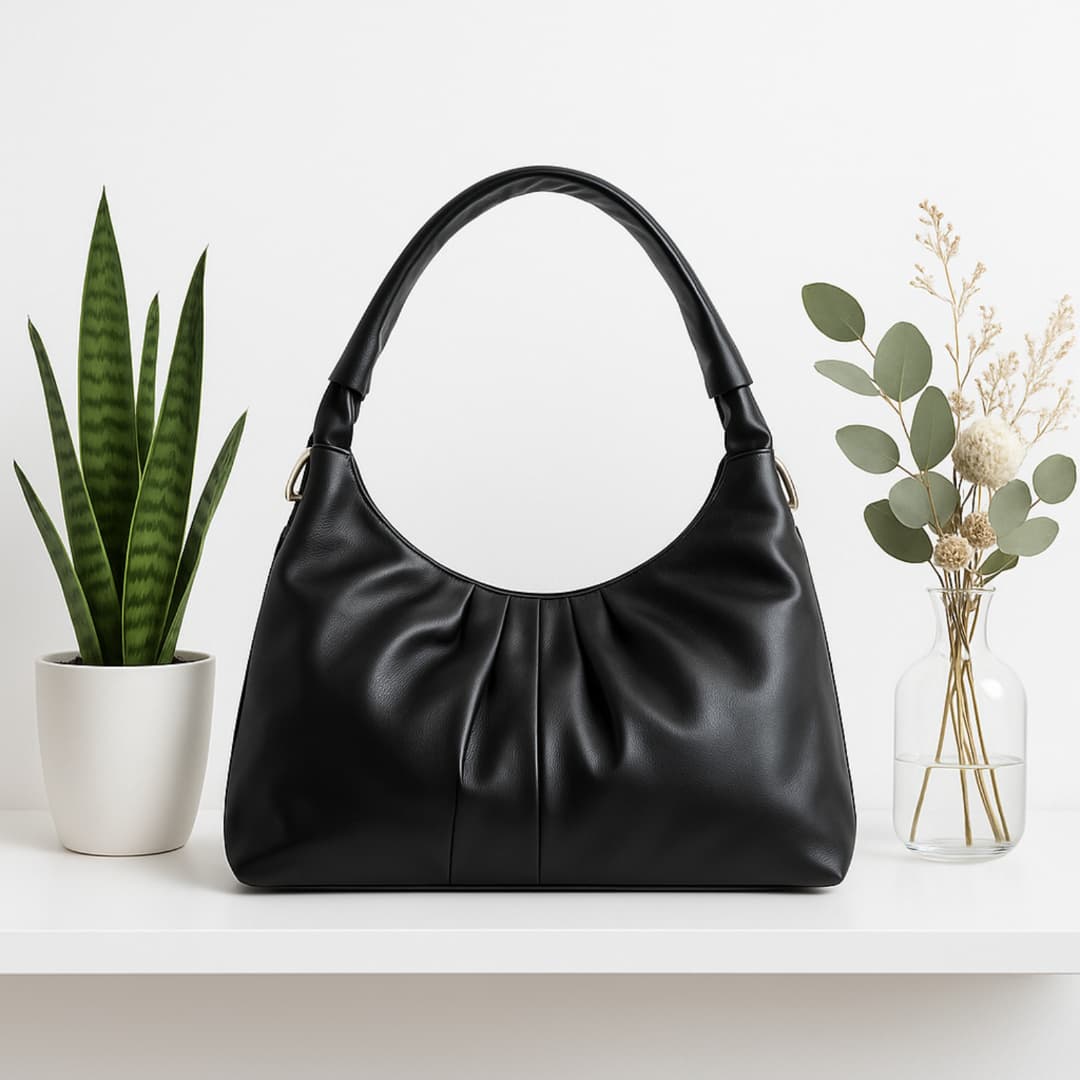 Soft Hobo Shoulder Bag – Black in Black thumbnail 5
